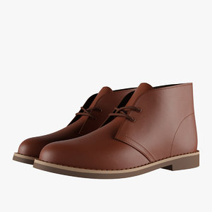 leather chukka boots brown 3D model