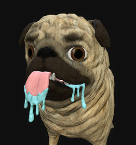 pug dog rigged animations model