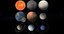 3D planets solar sun earth moon