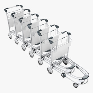 airport luggage trolley 3D model