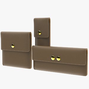 3 leather pouch cases 3D model
