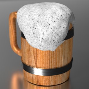 3D wooden mug beer model