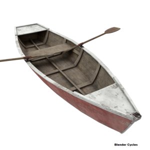 3D old wooden rowing boat model