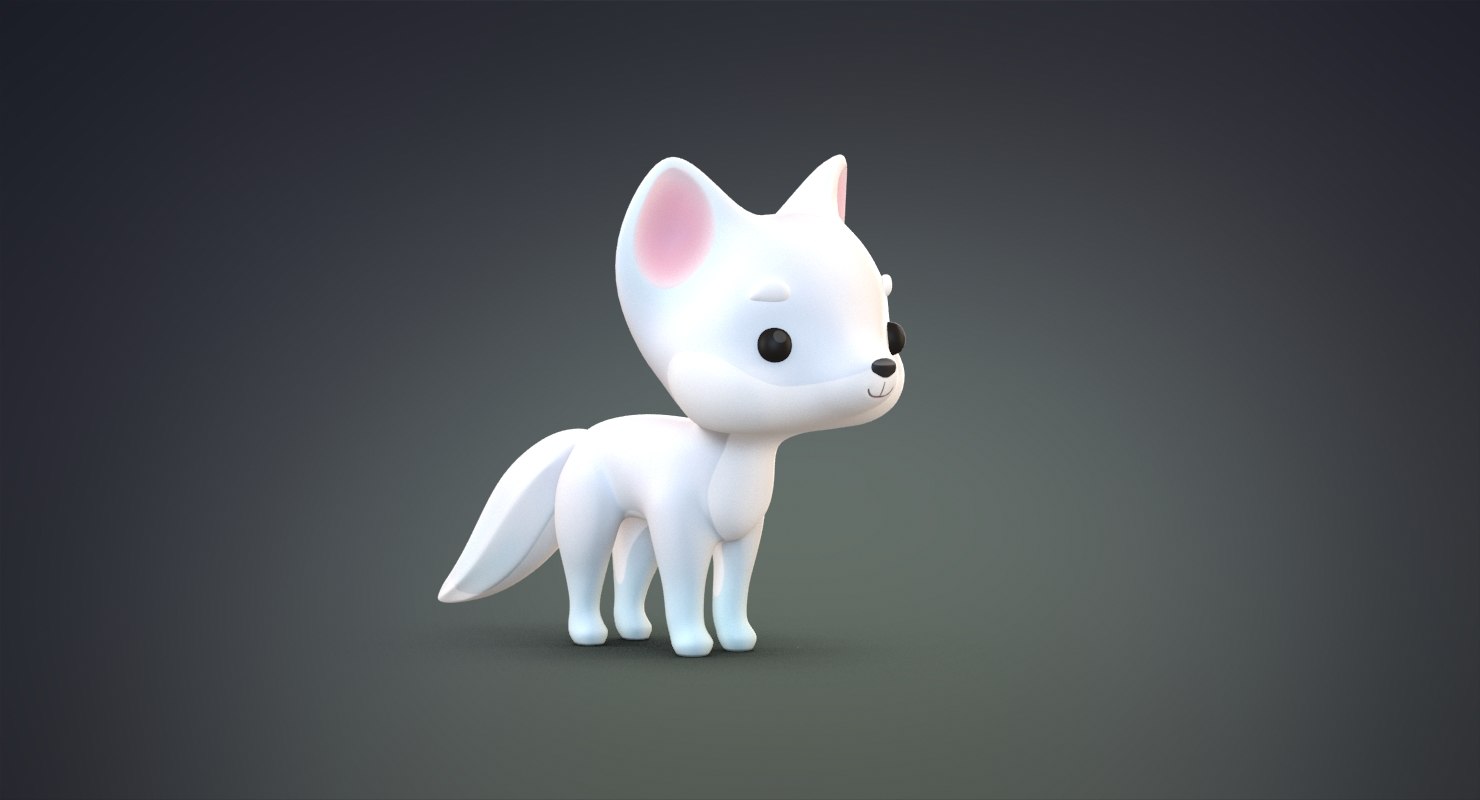 Cute cartoon arctic fox 3D model - TurboSquid 1348554