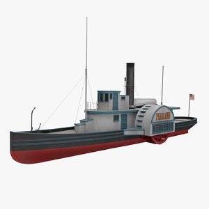 paddle wheel steam boat 3D model