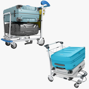 3D airport luggage trolley model