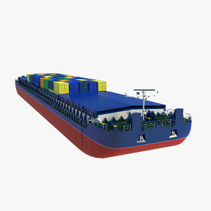 cargo barge containers 3D model