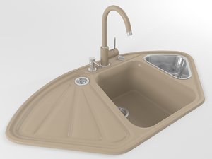 delta beige kitchen sink 3D model