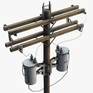 electric pole wooden 3D