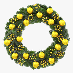 3D christmas wreath gold model