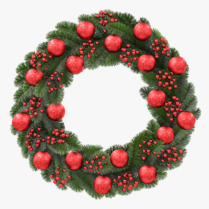 3D christmas wreath red