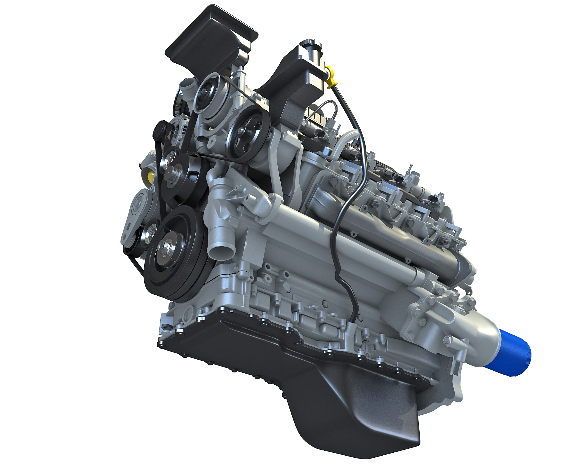 v8涡轮增压发动机3d模型