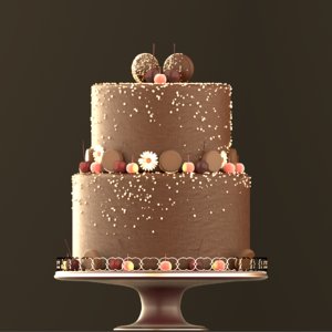 3D chocolate cake cookies model