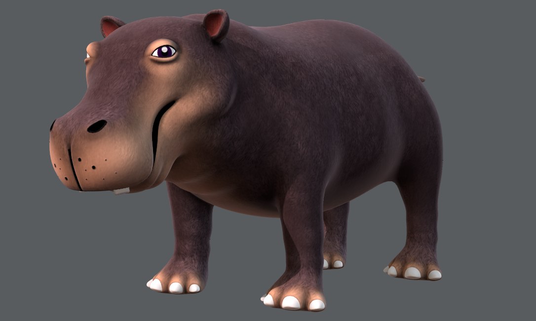 Hippo v01 cartoon animal 3D model TurboSquid 1350020