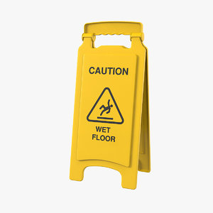 3D wet floor safety sign model