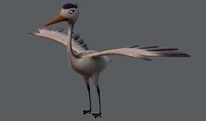 crane v01 cartoon animal 3D model