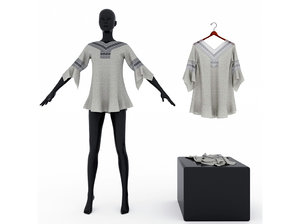 women s blouse lace 3D model