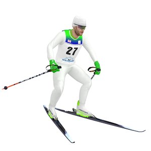 3D rigged cross country skier