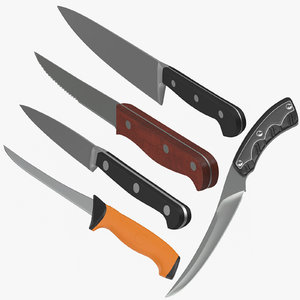3D model chef knife set 01