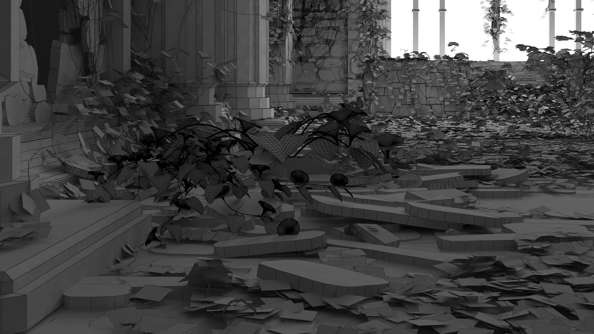 废墟内部3d模型