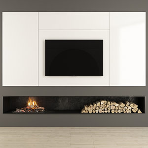 firewood fireplace tv 3D model