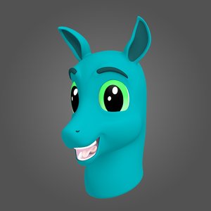 rigged horse character bust 3D model