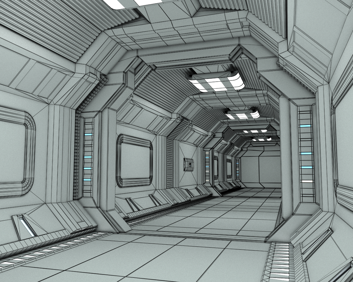 科幻太空飞船走廊7 maya3d模型