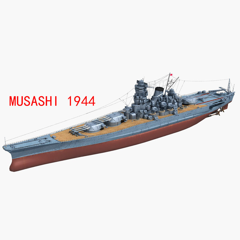 3d japanese battleship musashi 1944 model turbosquid 1352258