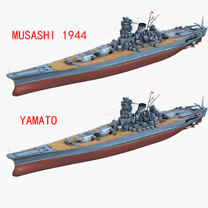3D japanese battleship yamato musashi