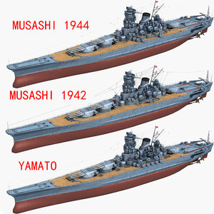 japanese yamato musashi 1942 3D model
