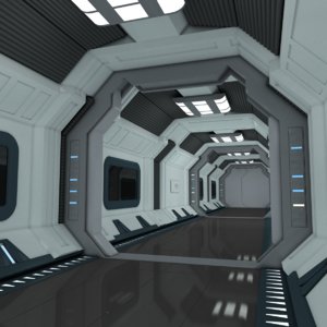 scene spaceship corridor 3D model