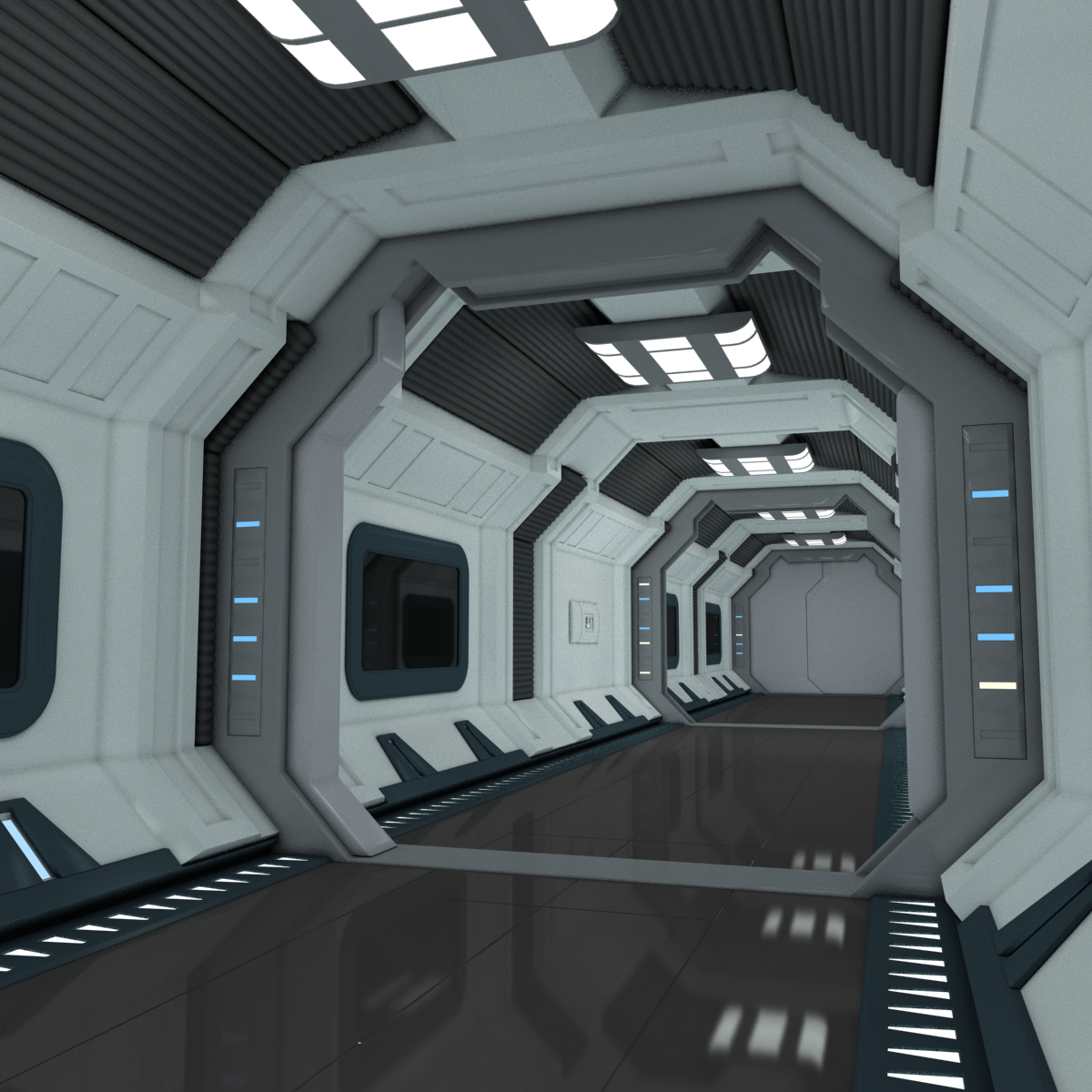 Scifi Spaceship Corridor 7 Maya
