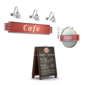 3D cafe signs model