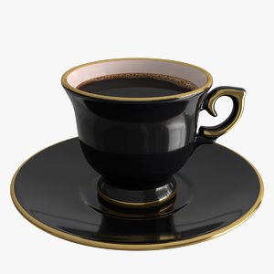realistic cup saucer set 3D model