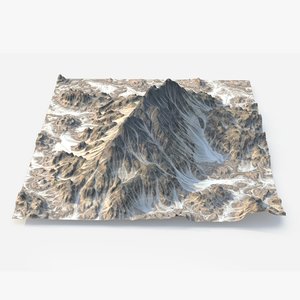 3D model rocky snowy mountain