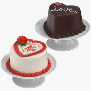 3D heart shaped cakes model