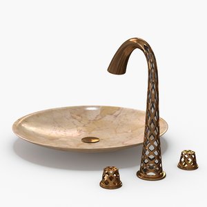 3D copper faucet sink