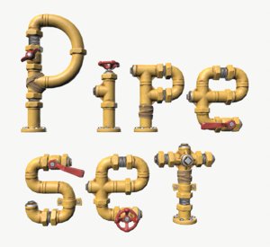 3D stylized pipe set model