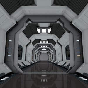 3D scene spaceship corridor