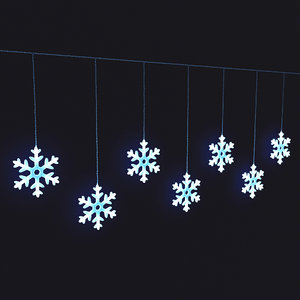 3D model led garland snowflakes animation