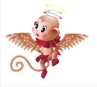 Vector winged cute monkey