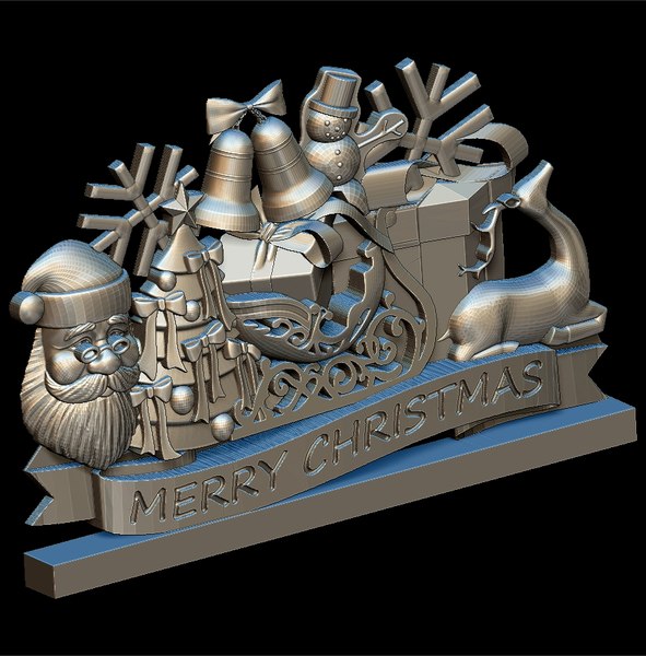 3D Model STL for CNC Happy New Year Aspire Merry Christmas Santa Claus D743