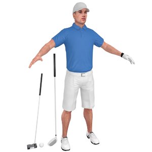 3D golfer clubs man