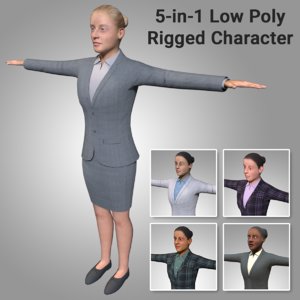 rigged female character face model