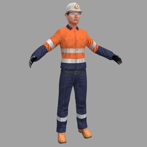 female miner worker 3D model