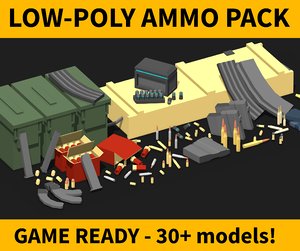 low-poly ammo pack shell model