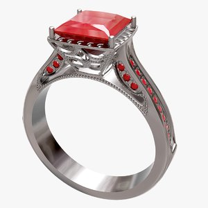 engagement ruby ring 3D model