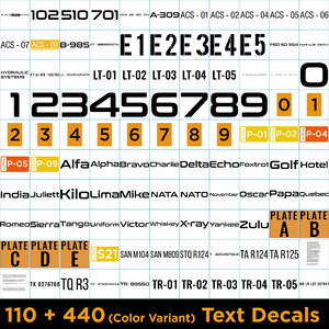 Texts & Numbers Decals Pack