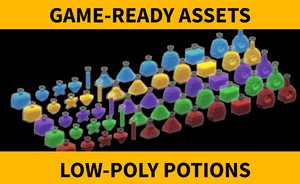 potions pack low-poly 3D model