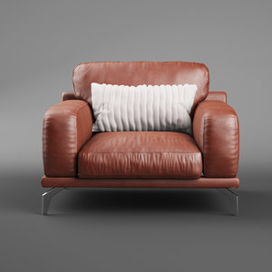 3D peruna leather arm chair model